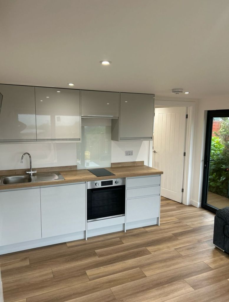 Inside garden room kitchen